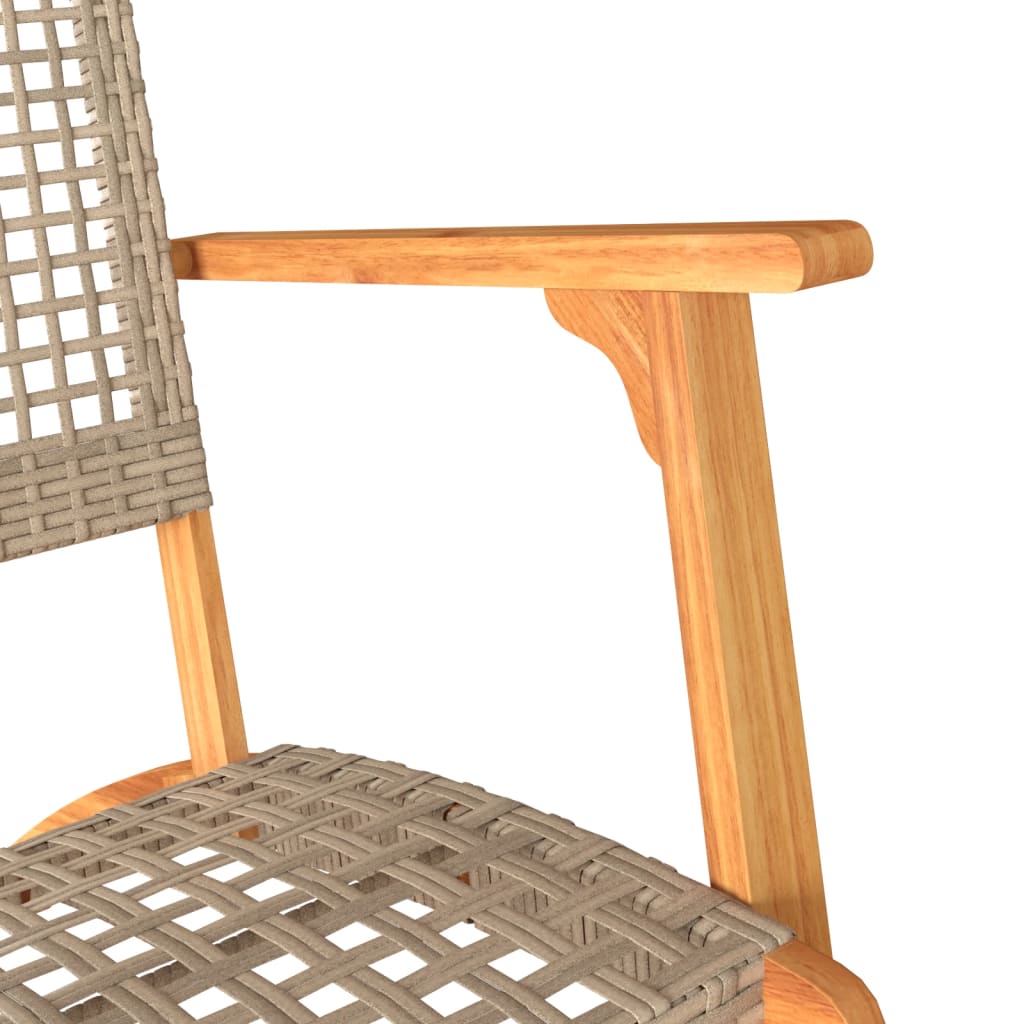 Garden Chairs 2 pcs Beige Poly Rattan and Acacia Wood