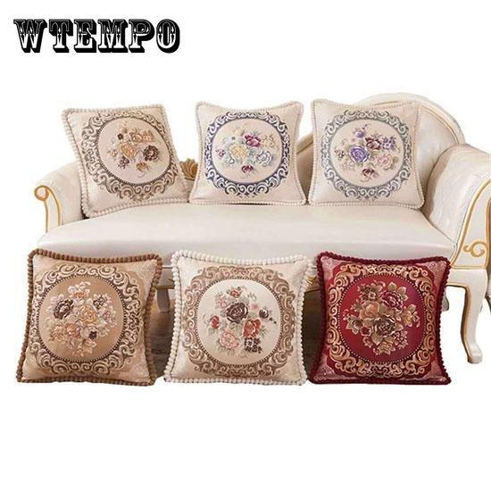 Washable Cushion Covers European-style Printed Sofa Pillowcase Cover for Living Room Car Pillow Cushion Lumbar Support Cover Removable