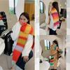 Adult Women Warm Scarf Thicken Rainbow Long Scarf Soft CashmereFeel Shawl Scarf