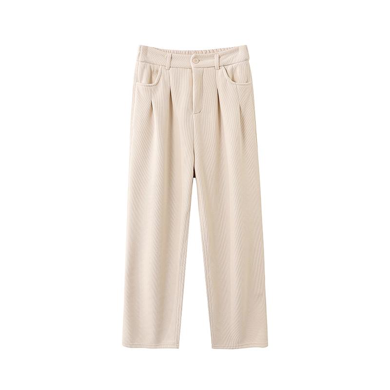 

DIMANAF Зимние Длинные Брюки Женские Вельветовые Прямые Брюки-Шаровары Эластичные Однотонные Зимние Свободные Брюки с Высокой Посадкой Новые L бежевый