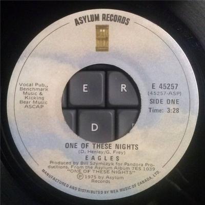 7inch Record EAGLES - One Of These Nights E45257 Asylum Records 1975 Canada Rock Used
