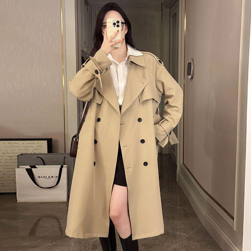 2025 Autumn Mid-Length British Korean Over-the-Knee Trench Coat for Women