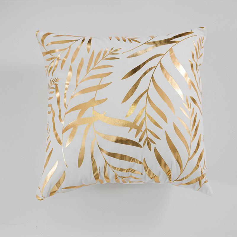 New Hot Stamping Leaf Letter Pillow Case Short Plush Black and White Sofa Bedroom Cushion Pillow