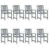 VidaXL Set of 8 Garden Chairs with Cushions, Patio Seats, Dining Chairs, Outdoor Patio Furniture, 3078223