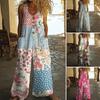 Women's Floral Printed Wide Leg Jumpsuit Sleeveless Button Front Romper Summer Casual Loose Overall with Pockets