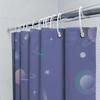 Space-Themed Shower Curtain With Rings And Planets Lavender Color For Bathroom Decoration!