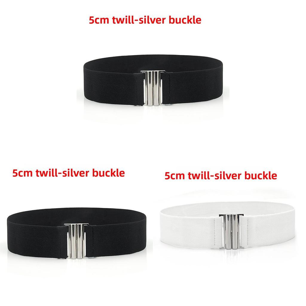 Fashion Womens Wide Elastic Leather Belt Metal Buckle For Dresses And Casual Wear