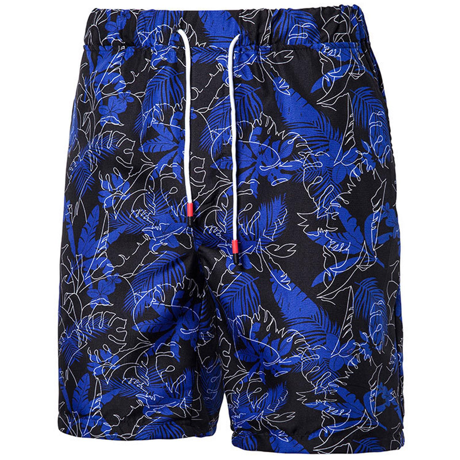 Men s Hawaiian Fashion Holiday Loose Casual Leaves Beach Shorts XXXXXL синий