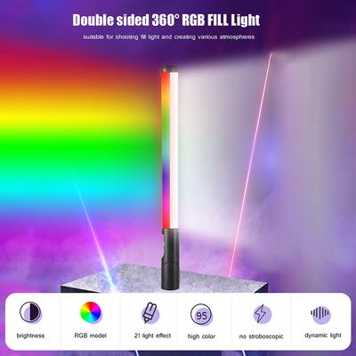 15W RGB ruční fotografická lampa Oboustranné luminiscenční tyčové světlo Přenosné LED světlo LED hůlka