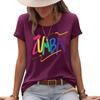 Damen Buntes ZUMB Print Locker Geschnittenes Kurzarm T-Shirt