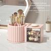 360° Rotating Makeup Brush Holder 2 Drawers Large Capacity Desk Organizer Simple Design Multiple Compartments Rotating Organizer