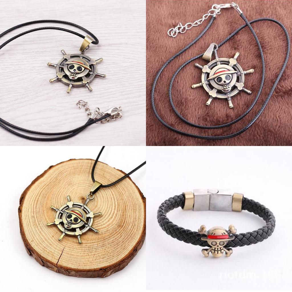 Anime Cosplay New One Piece Luffys Straw Hat Metal Necklacebracelet Pendant