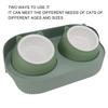 Ceramic Pet Bowl Set Food Grade Anti   Double Food Water Bowls for Cats Dogs Kittens and Puppies(Green [Cheongsam Meow] Green Background )