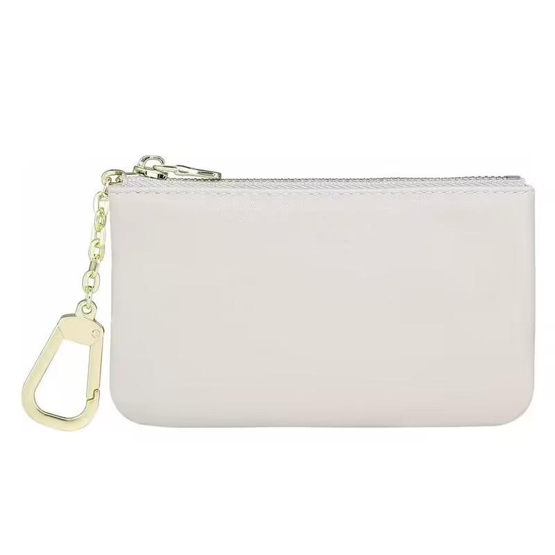 Top Grain Soft Cowhide Mini Zipper Wallet - Ultra-Thin Keychain Coin Purse