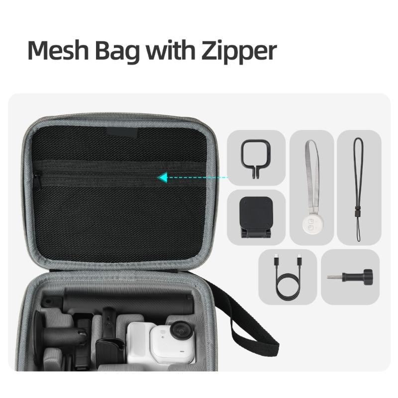Water Resistant Travel Organizers Carrying Box With Mesh Pocket Suitable For Mini Camera Accessories And Charging Cables