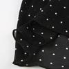 Korean Style Sheer Polka Dot V-Neck Mesh Top with Waist-Cinching Short Sleeves