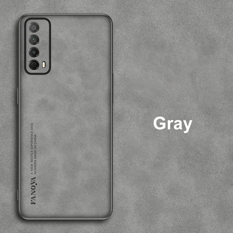 Luxury PU Leather Case For Huawei Y7A P Smart 2021 Back Cover Business Matte Silicone Shockproof Full Protection Phone Case