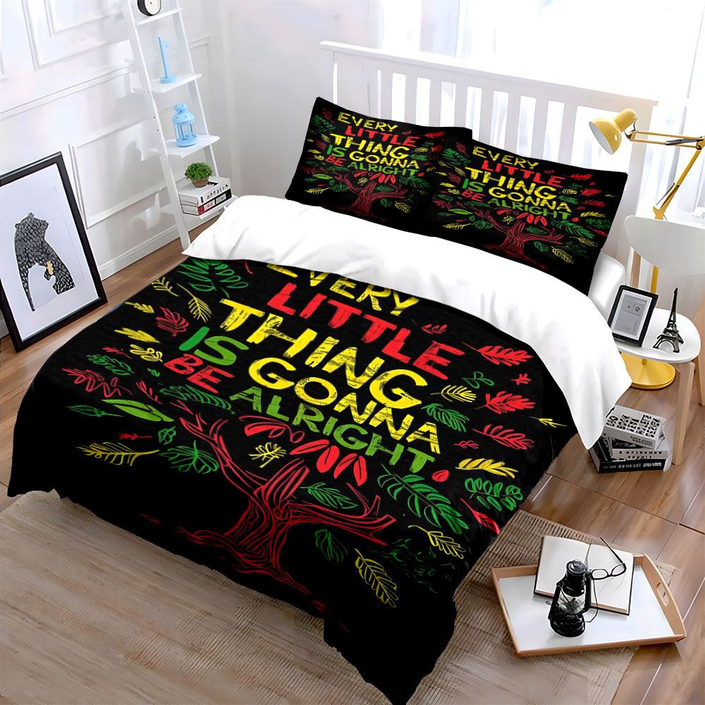 Colorful text and leaves. Bedding sets Duvet cover sets Duvet covers Pillowcases(1 * Duvet Cover 2 * Pillowcases without duvet insert)