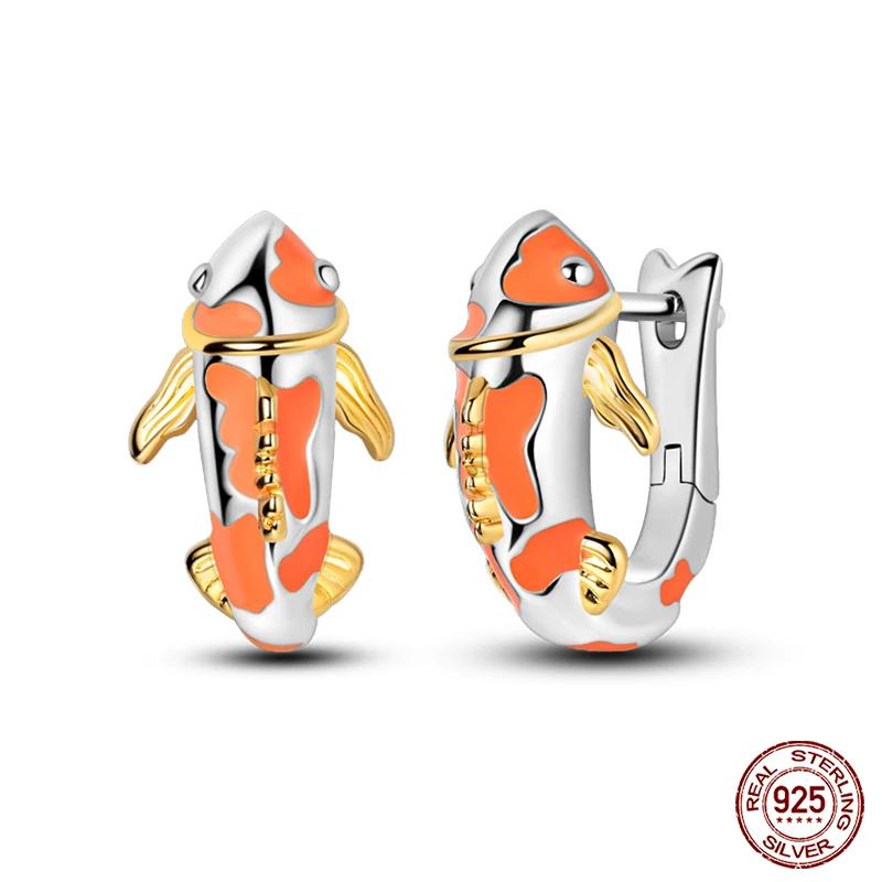 New 925 Sterling Silver Hope Rainbow Flower Earrings For Women Sparkling Colored Zircon Star Koi Earrings Fashion Party Jewelry