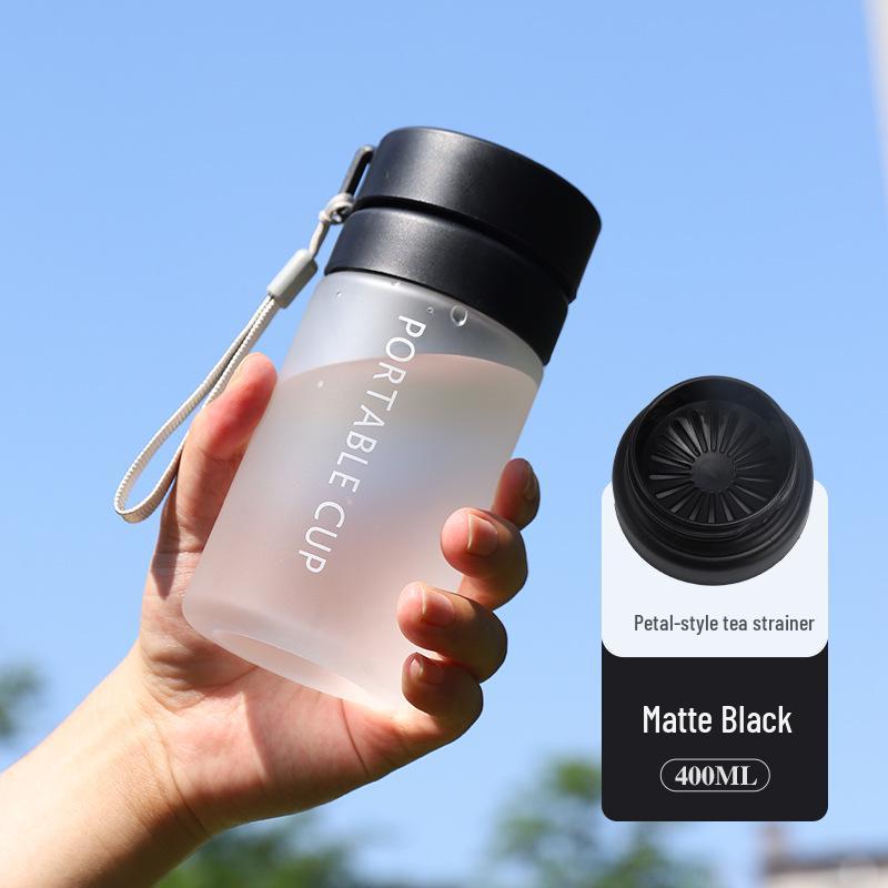 Large Capacity Frosted Sports Water Bottle with Tea Infuser and Lanyard - Customizable Outdoor Gift Cup