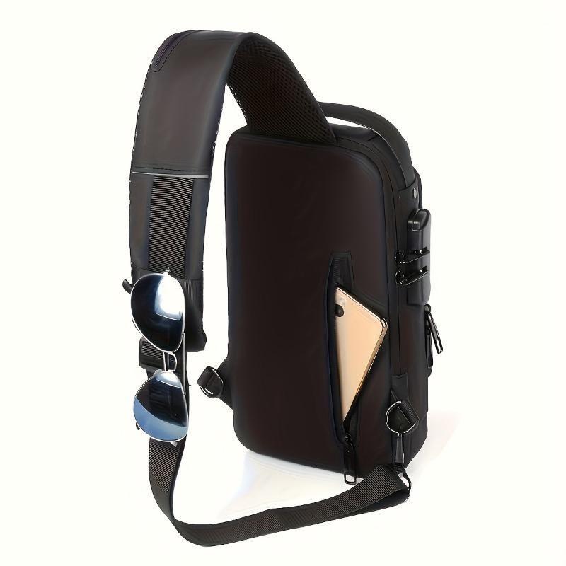 Men's Anti-Theft Chest Sling Bag Durable Oxford Fabric Motorcycle & Casual Sport Crossbody Bag Dual Zipper Compartments