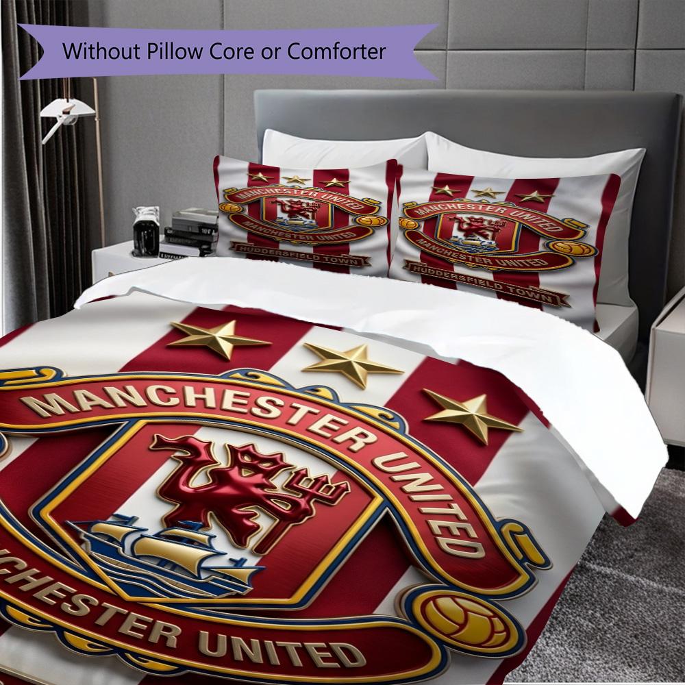 Manchester Glory Bedding (1 * duvet cover + 2 * pillowcase, without core) 2D Flat Bedding set Christmas birthday gift Duvet cover and pillowcase