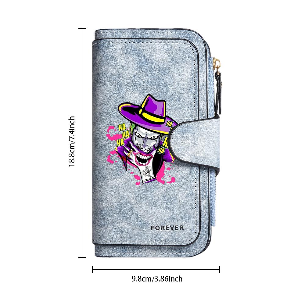 Joker Print Long Wallet Casual Fashion Card Holder Portable PU Purse for Daily Use