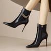Vinterkjede Høye Hæler Dame Ankelstøvletter Elegante Spisse Sko Dame 2025 Trend Mote Fest Sexy Pumps Chelsea Botas Mujer