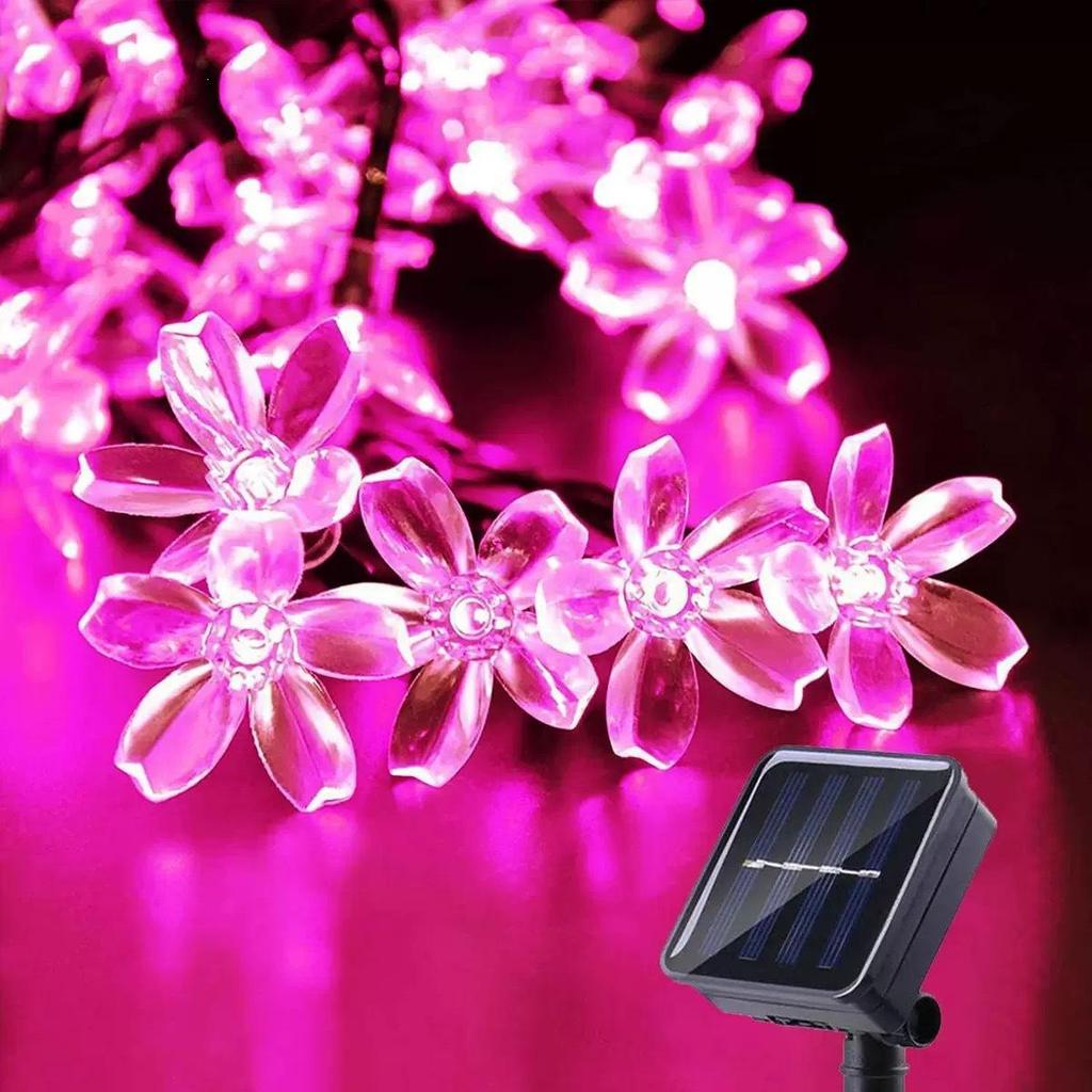 Cherry Blossom Solar LED String Lights: Colorful Outdoor Decor for Courtyards, Campgrounds, Weddings, Birthdays & More