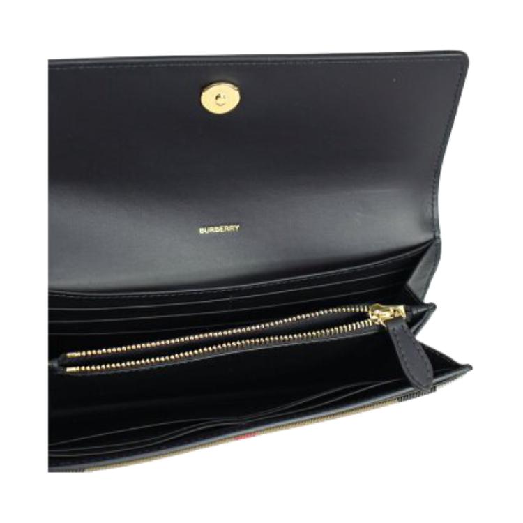 Burberry Halton Logo Leather And Canvas Wallet Women Wallet Multicolor 80840311