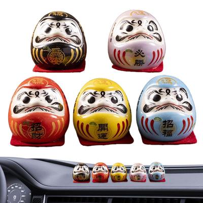 Japanese Ceramics Daruma Doll Mini Daruma Zen Statue Kit Daruma Figurine Good Luck Ornament Car Interiors Home Tabletop Decors