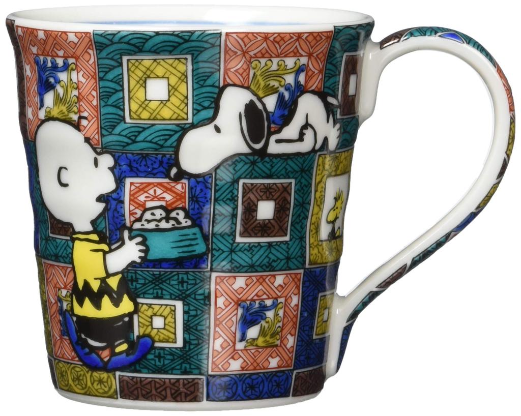 Arašídy Snoopy Kutani Keramický hrnek Vzor dlažebních kostek Vyrobeno v Japonsku 250 ml