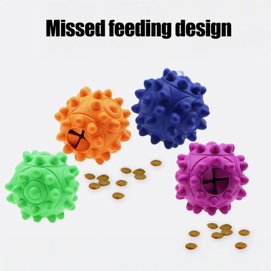 Rubber Dog Chew Ball with Squeaker Interactive Treat Dispensing Toy for Small Medium Breeds