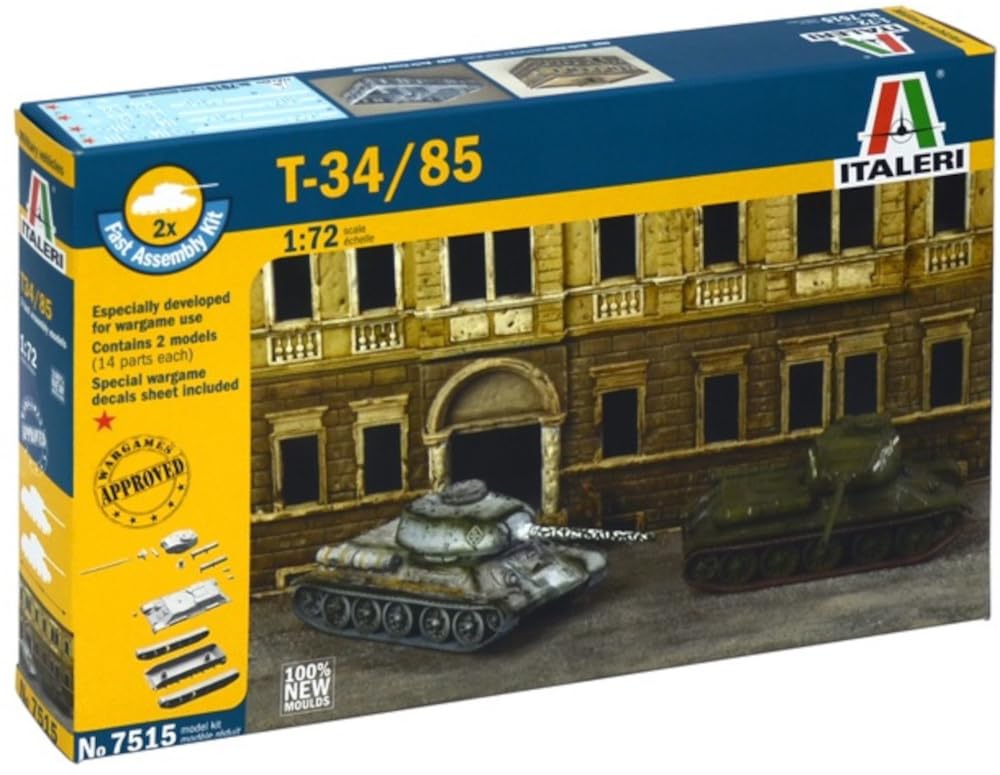 PLATZ Italeri WW2 Soviet Set Plastic Model Kit IT7515 1/72 T-34/85 2-Vehicle (Tank)