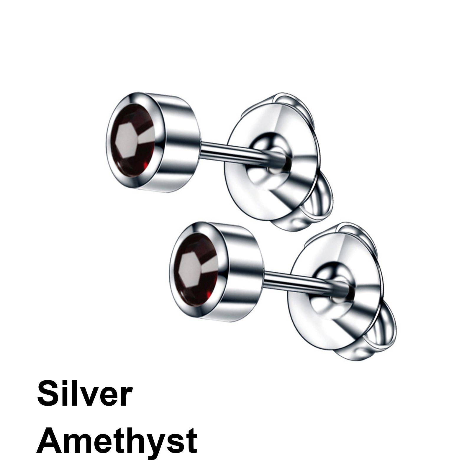 

Zirconia Inlaid Rustproof Ear Piercing Earrings Ear Piercing Stud Stud Earrings Stainless Steel silver-Amethyst