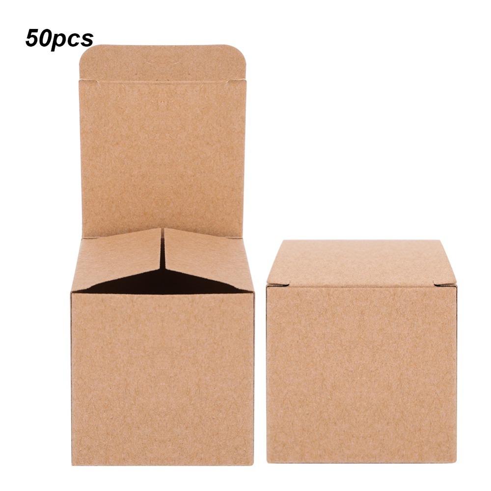 

50PCS With Lids Boxes Brown Paper Box Wrapping Supplies Kraft Paper Box Party Favors