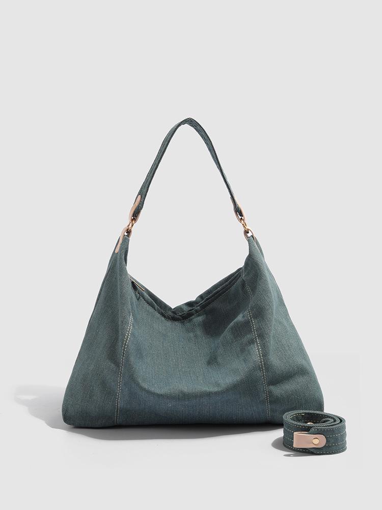 

Niche large-capacity lazy wind denim canvas bag 2025 new loose underarm commuter shoulder messenger bag синий