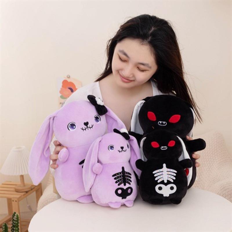 New Doll Cute Black Sweet Skeleton Rabbit Plush Toy for Children's Holiday Gift