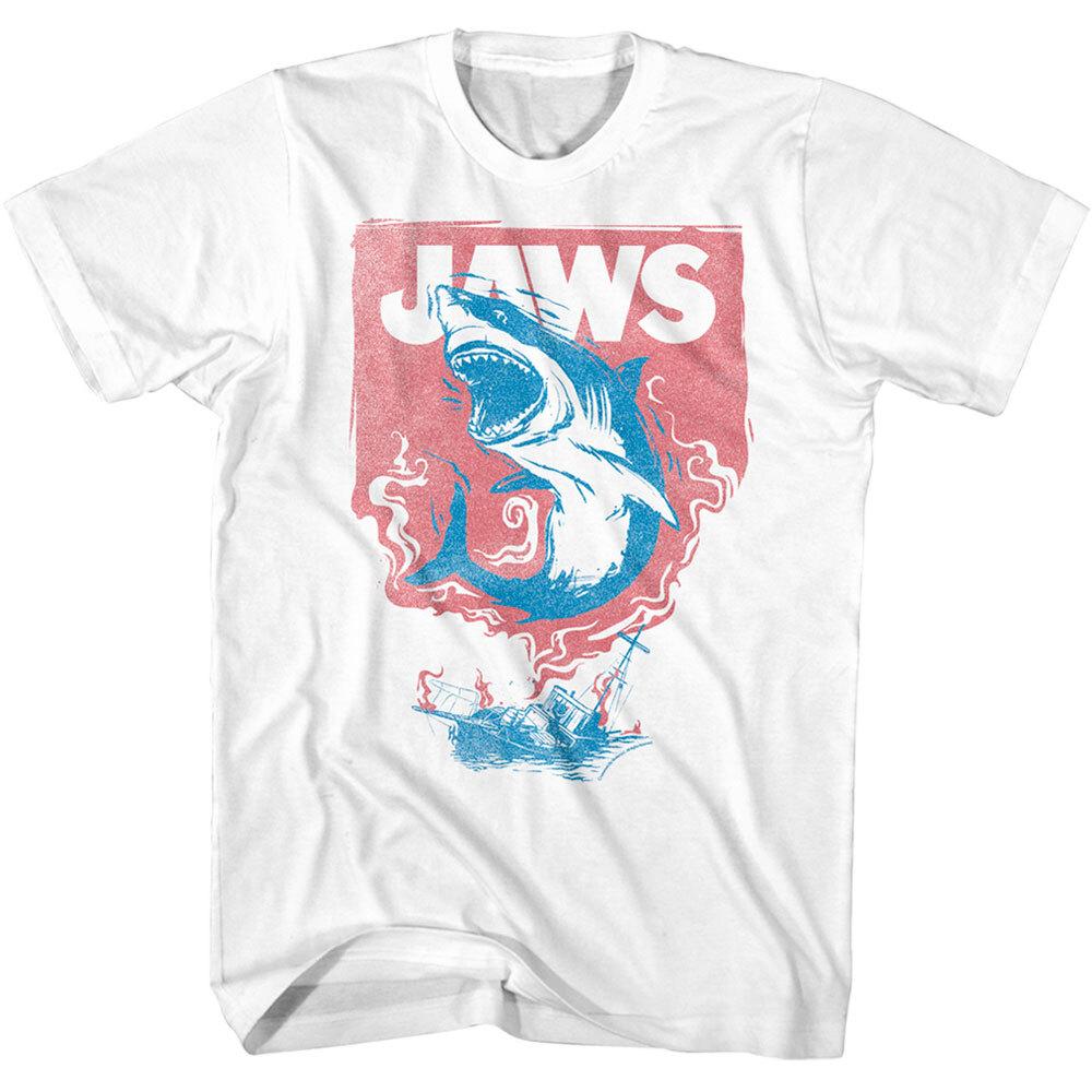 Jaws Shark Boat Fire Men T Shirt S