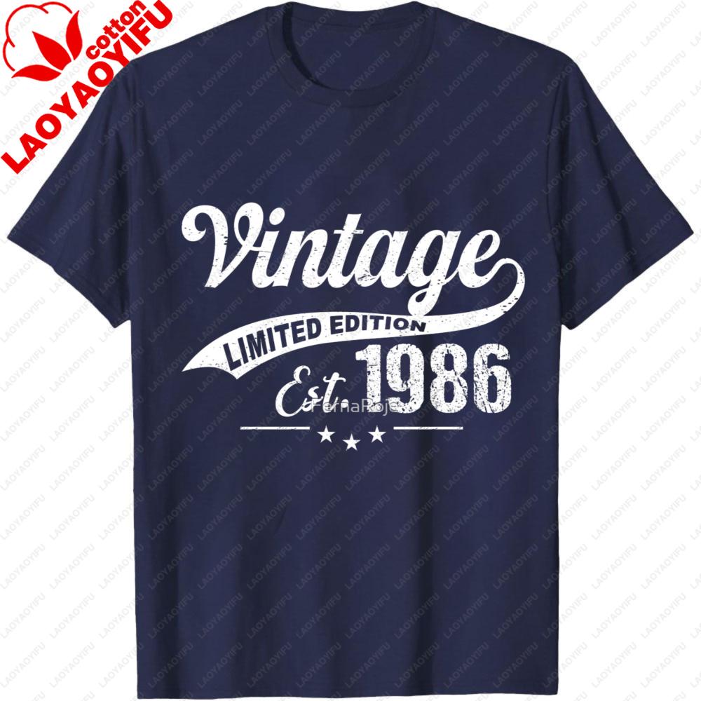 Vintage Limited Edition Est 1986 Summer Men TShirt Classic Retro Style Unisex Casual Wear for Birthday Gifts Men Clothing