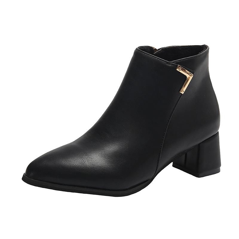 Autumn Winter New Edition Fashionable Versatile Women's Boots Zipper Short Women's Boots Elegant Simple Pointed Women's Shoes
