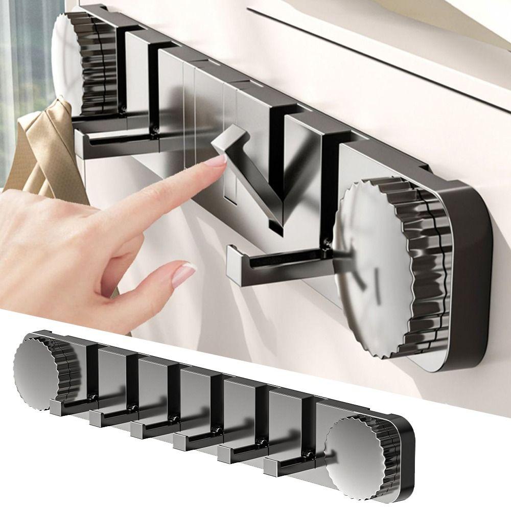 Space-Saving Suction Cup Door Hook Foldable Hook Strong Vacuum Suction Wall-Mounted Clothes Hanger 6 Hooks Easy Install