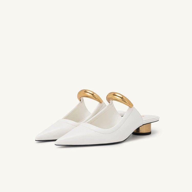 

Нишевые высококлассные остроносые металлические пряжки, сумка-голова, шлепанцы на толстом каблуке, уличная одежда, летние ретро крутые шлепанцы женские 40 белый