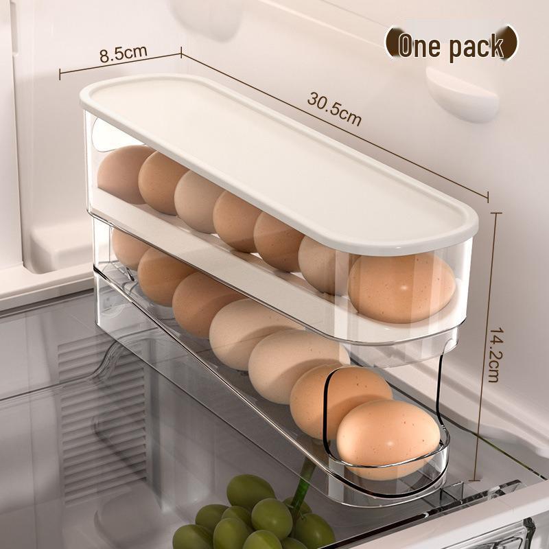 Stackable Double-Layer Auto Refill Egg Tray for Fridge Door