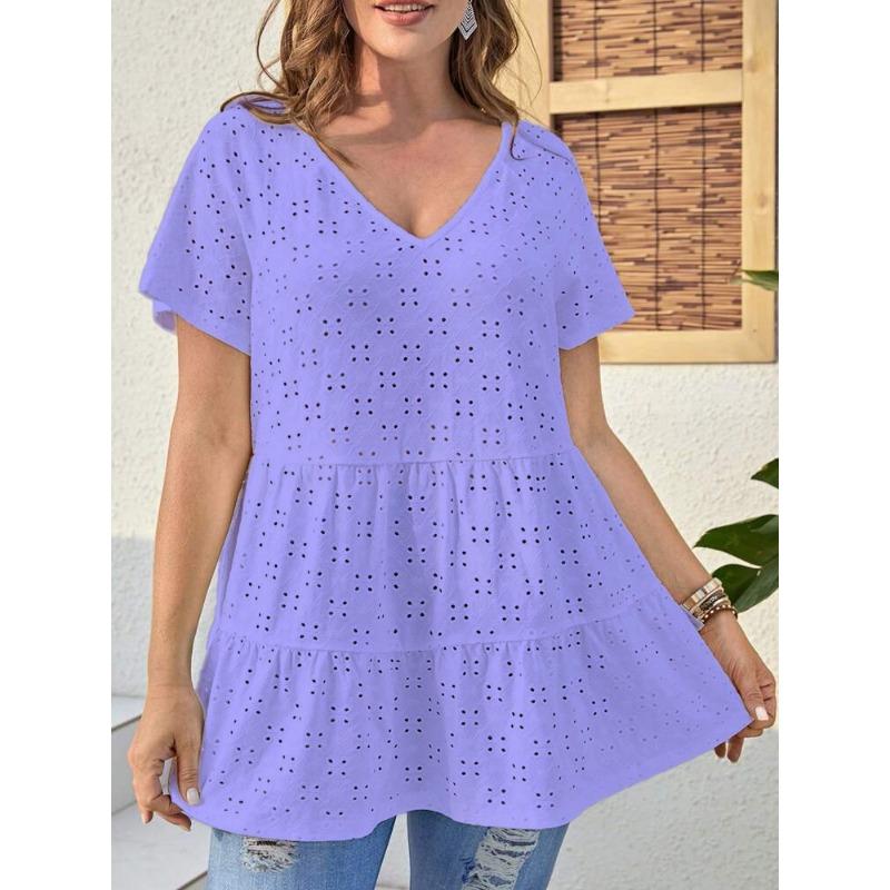 DAFIFY Dámská móda Ležérní Léto Jaro Jednobarevný potisk Halenky a košile s krátkým rukávem a výstřihem do V
