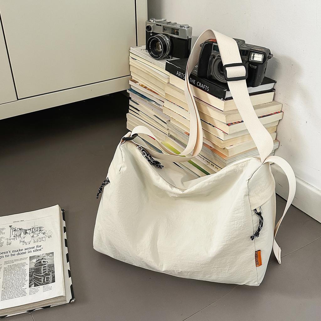 Large Capacity Simple Workwear Style Crossbody Bag Women's Solid Color Lightweight Tote Bag 2025 Autumn New Sports Shoulder Bag