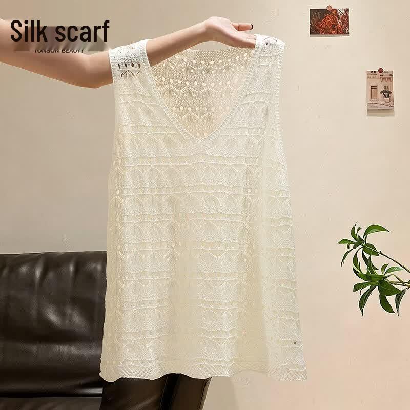 Women s V-Neck Lace Hollow Out Layering Vest OS
