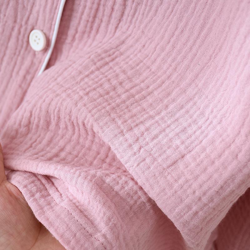 Japanese Couple's Pajamas Set: Plain Cotton, Loose Fit, Unisex, Plus Size, for Spring & Autumn.