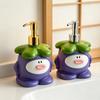 450ML Cartoon Mangosteen Soap Dispenser, Refillable Liquid Hand Soap Shower Gel Container, Bathroom Empty Pump Lotion Bottle