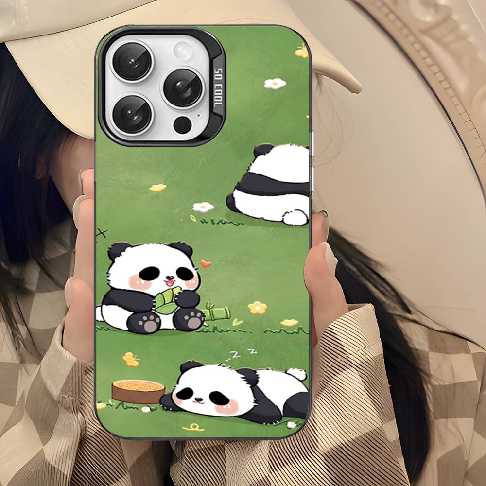 Cartoon Cute Panda Color Phone Case For IPhone 17 16 15 14 13 12 11 Pro Max Plus Pro Shell